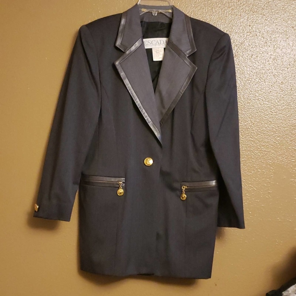 Escada Jacket Gray w/ leather accents 10
